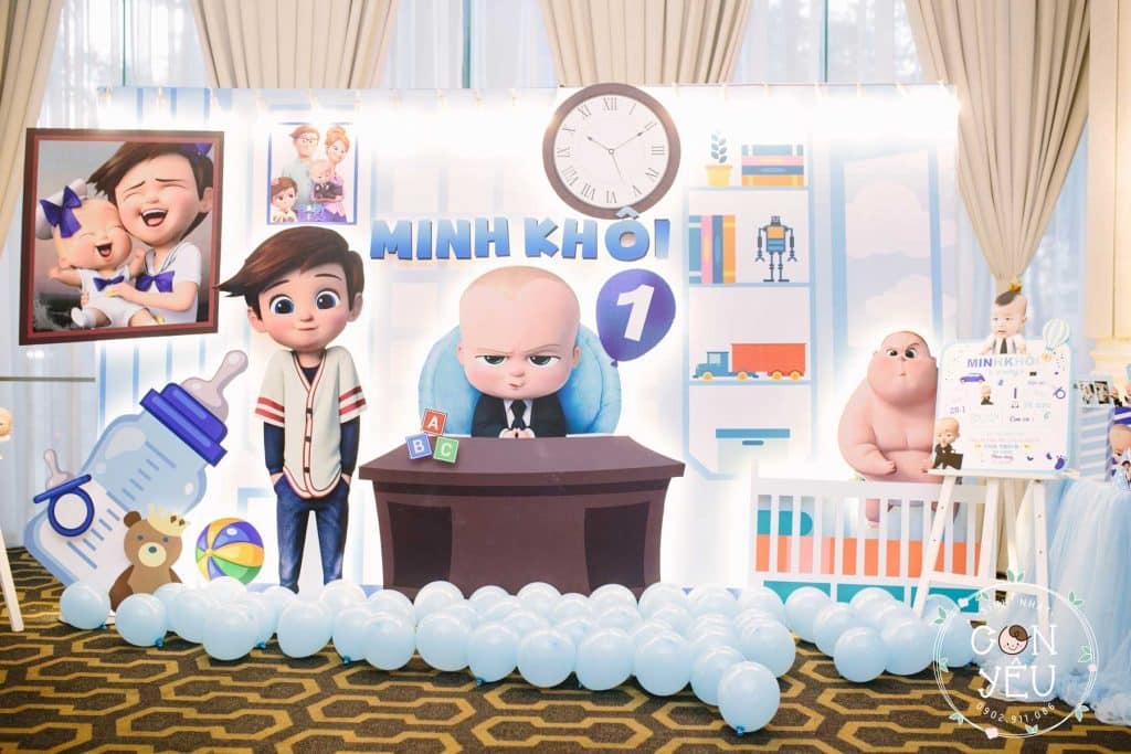 Trang trí sinh nhật cho bé chủ đề Baby Boss