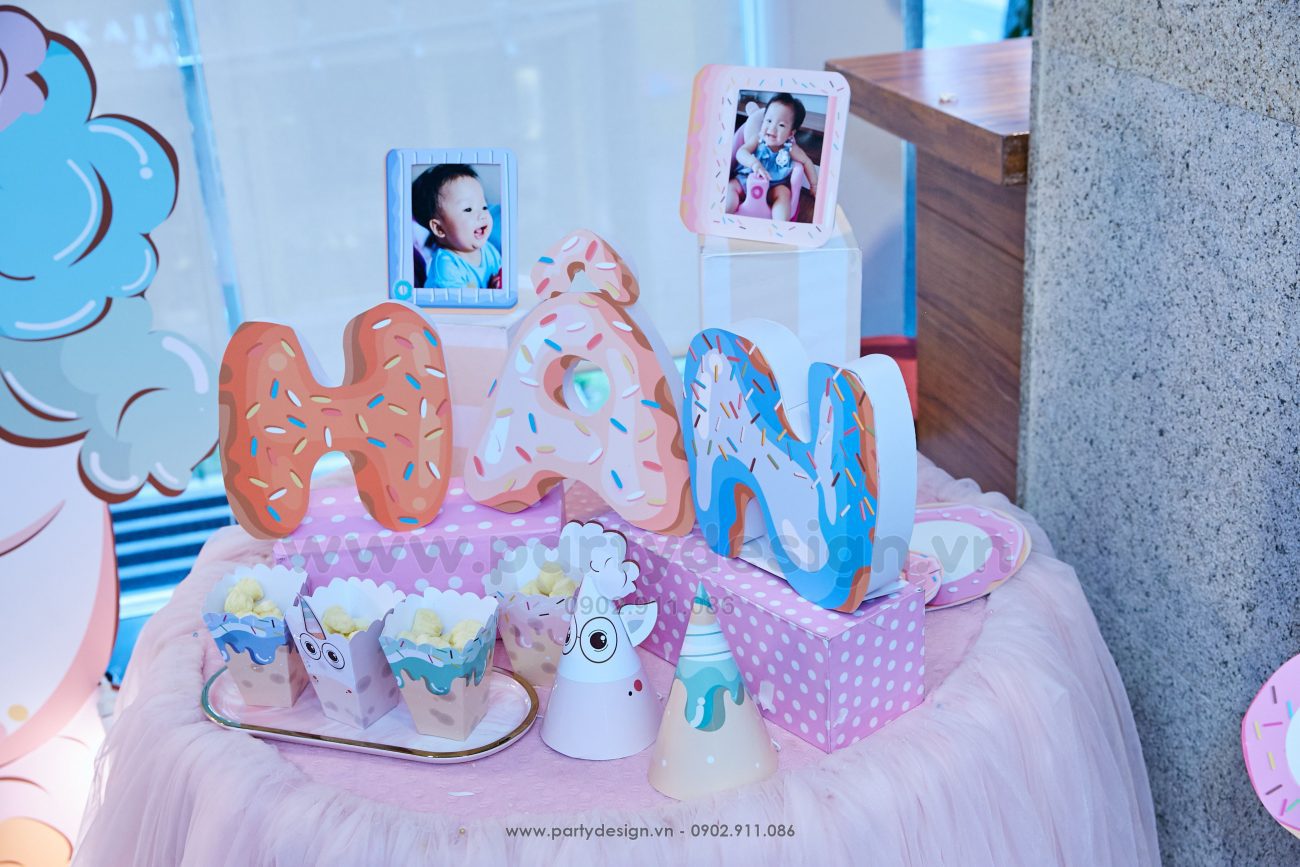 Trang trí sinh nhật bé gái chủ đề Donut - Bảo Hân