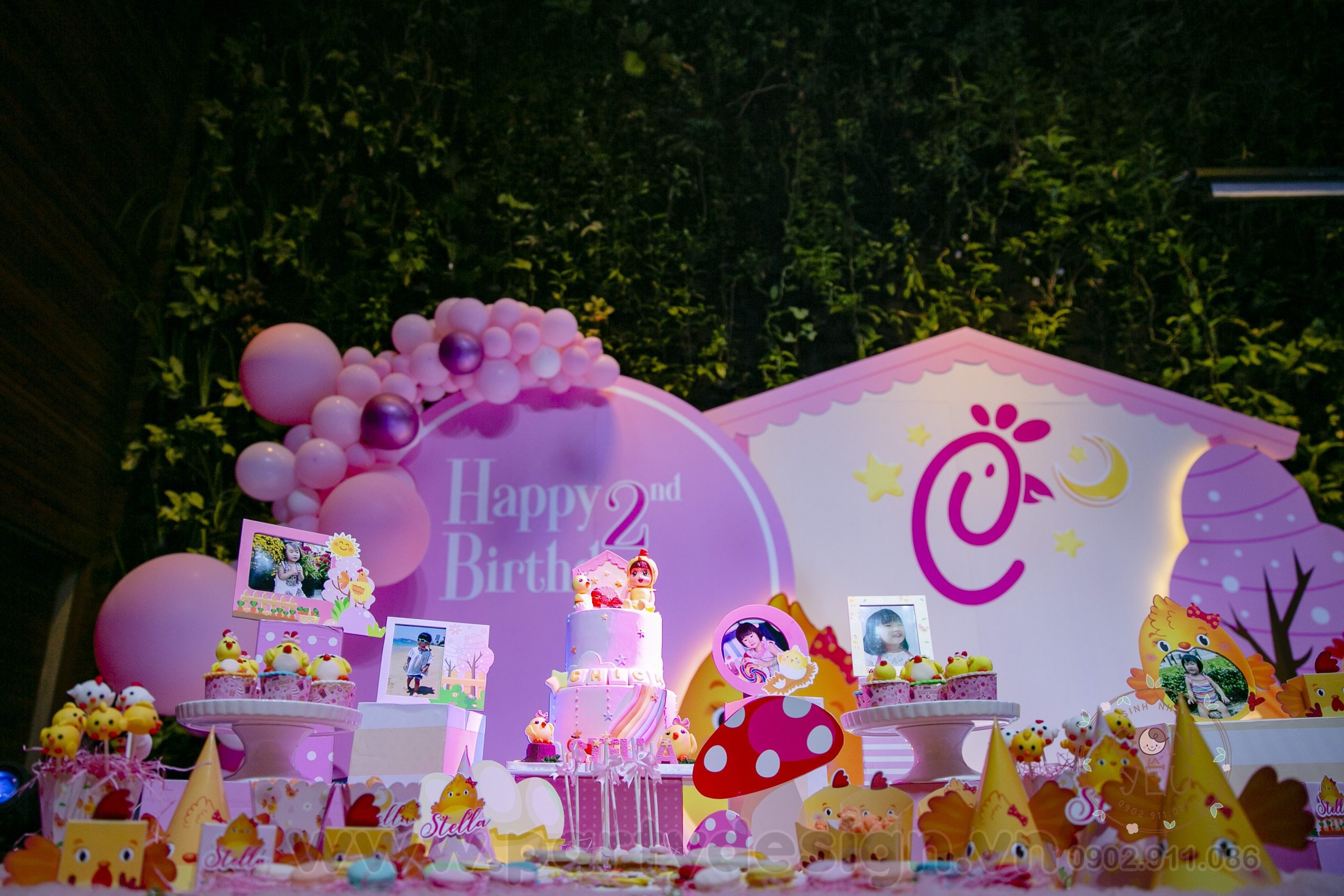 Trang trí sinh nhật chủ đề bé gái Gà Con - Chip - Party Design Trang Trí Sinh Nhật Chủ Đề Bé Gái Gà Con - Chip - Party Design