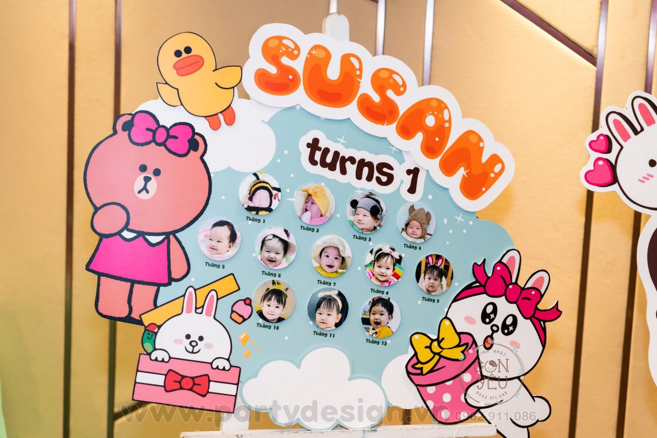 Trang trí sinh nhật bé Susan chủ đề Line