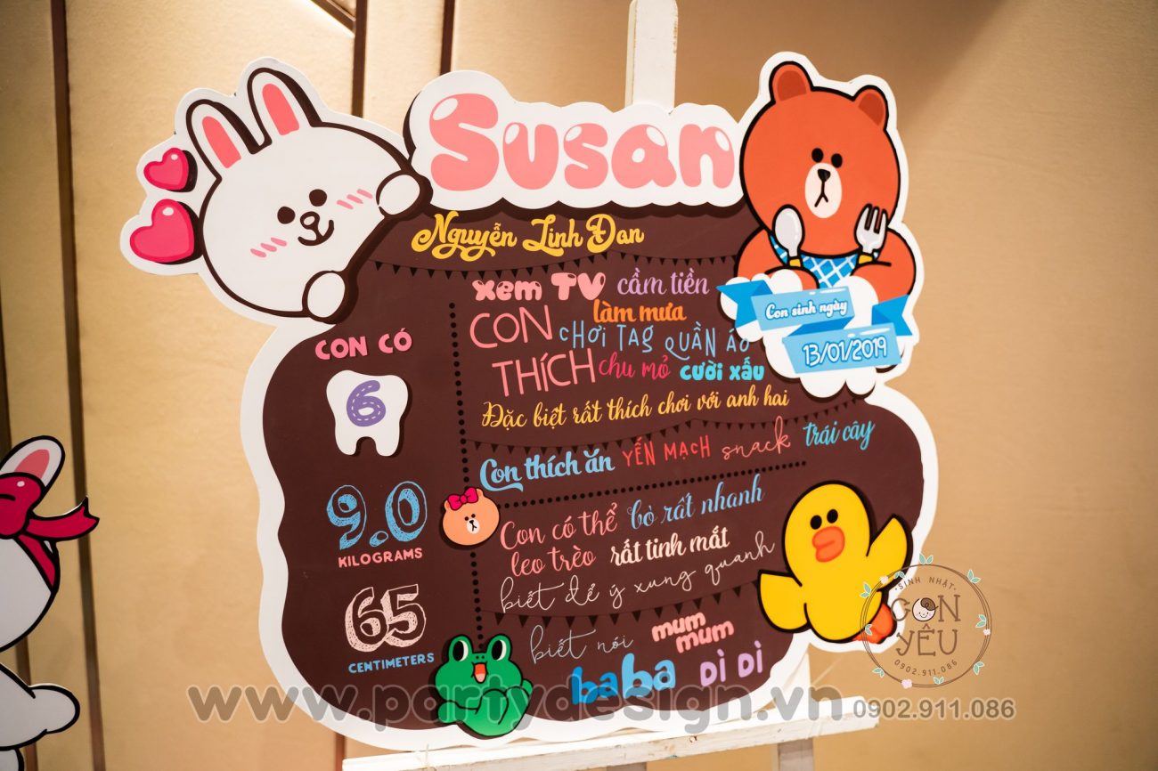 Trang trí sinh nhật bé Susan chủ đề Line