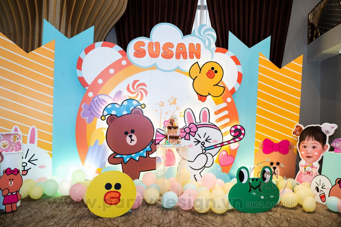 Trang trí sinh nhật bé Susan chủ đề Line