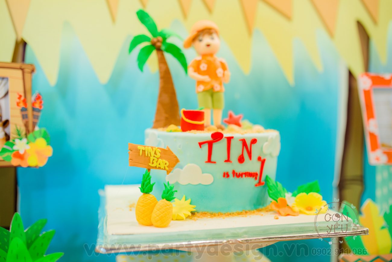 Trang trí sinh nhật bé trai chủ đề Hawail - Tin