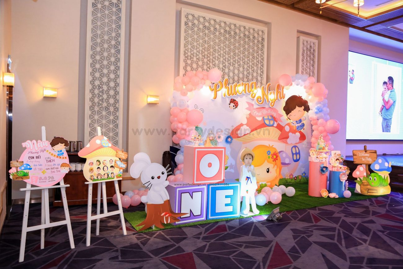 Trang trí sinh nhật chủ đê bé gái khu vườn thiên thần