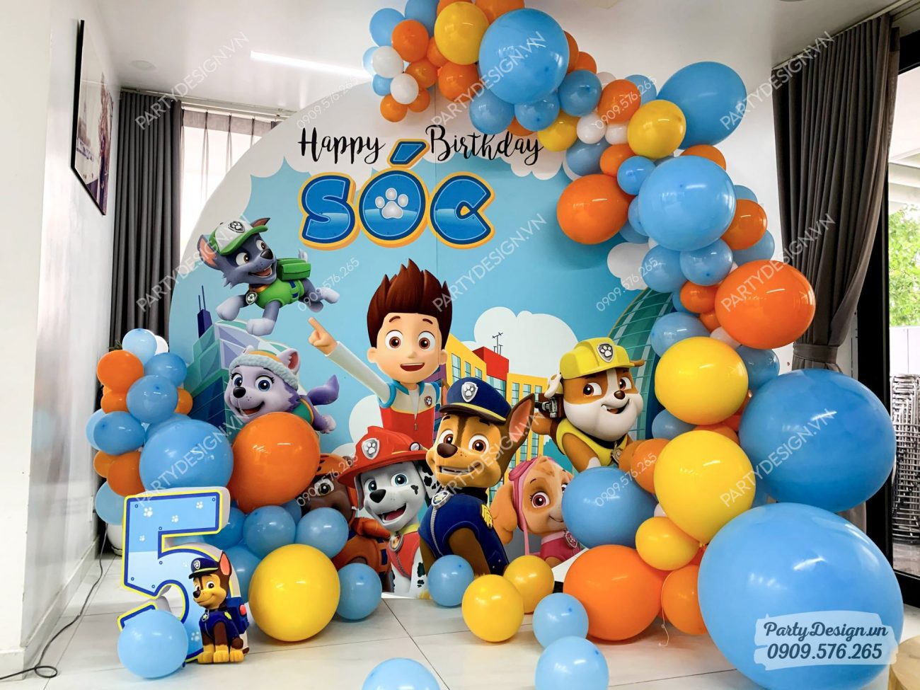 Trang trí sinh nhật tại nhà chủ đề Paw Patrol - bé Sóc.