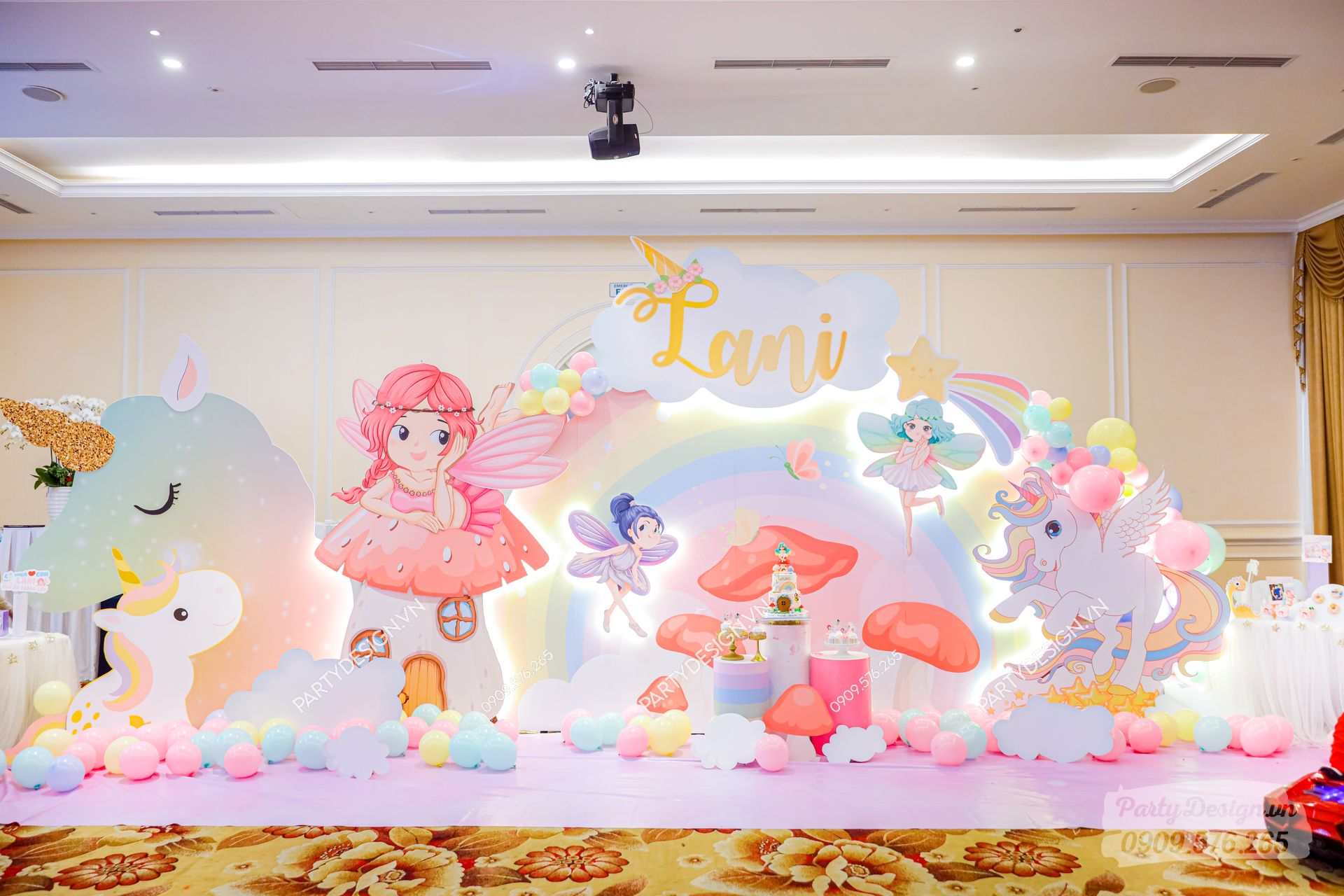 Trang trí sinh nhật chủ đề Công Chúa & Unicorn - bé Lani