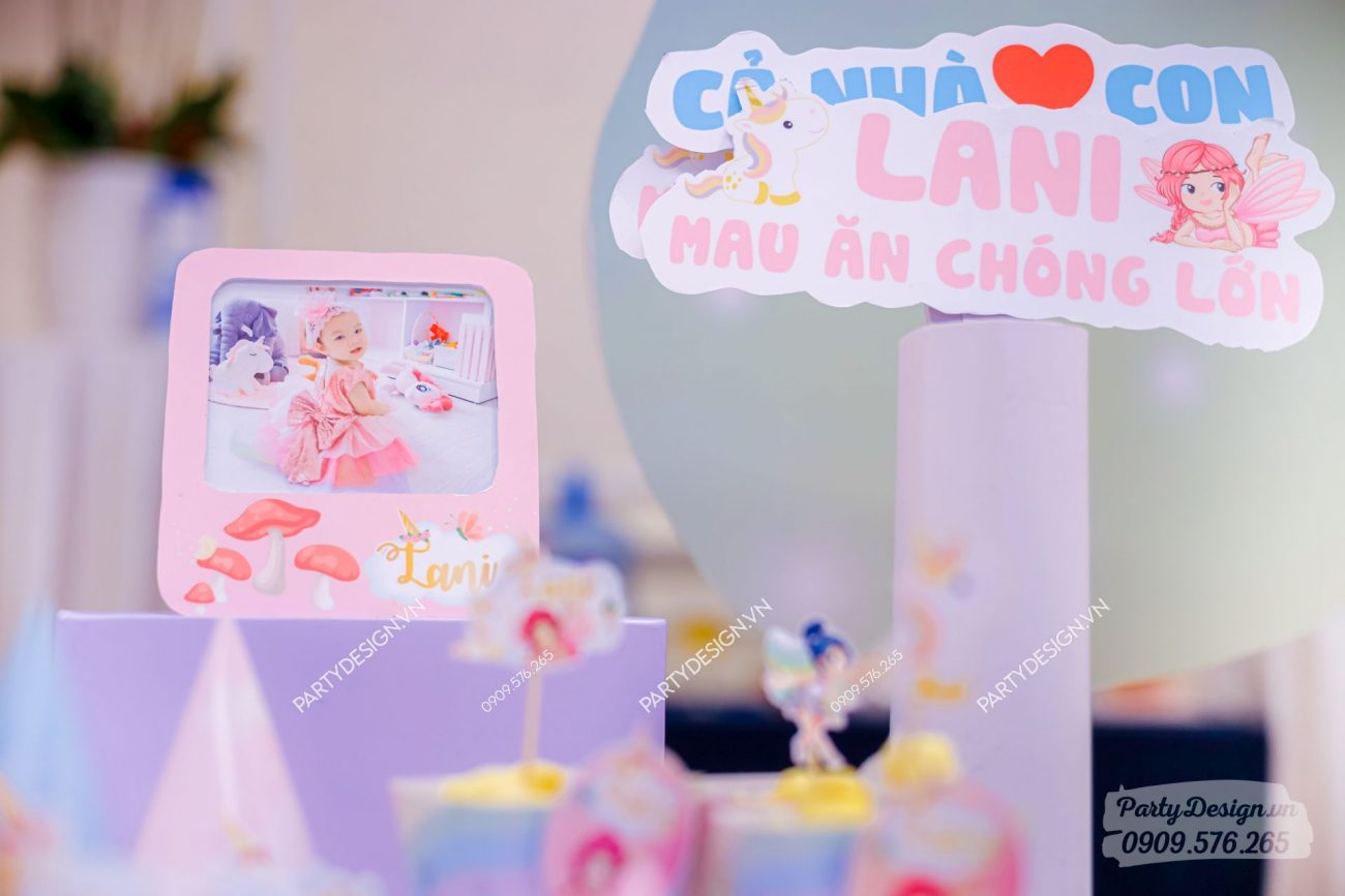 Trang trí sinh nhật chủ đề Công Chúa & Unicorn - bé Lani