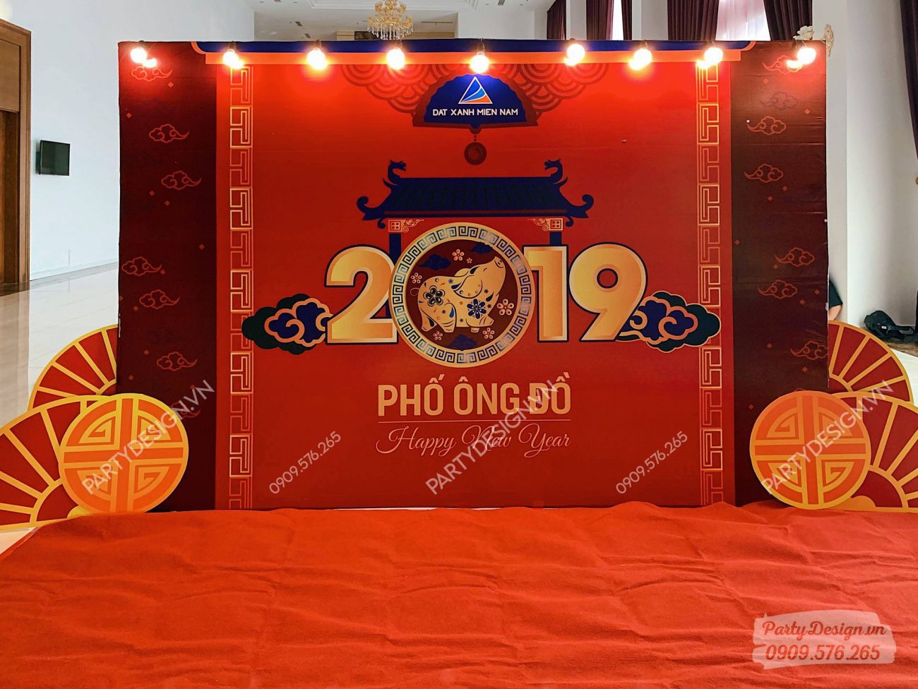 Backdrop trang trí Tết, Year end party & tất niên công ty ĐẤT XANH MIỀN NAM