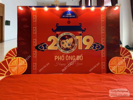 Backdrop trang trí Tết, Year end party & tất niên công ty ĐẤT XANH MIỀN NAM