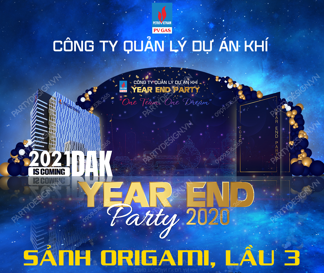 Trang Trí Year End Party, Tất Niên - Khách Hàng Pv Gas - Backdrop Sân Khấu  - Party Design