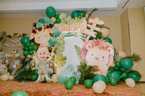 Backdrop sinh nhật bé trai chủ đề Safari