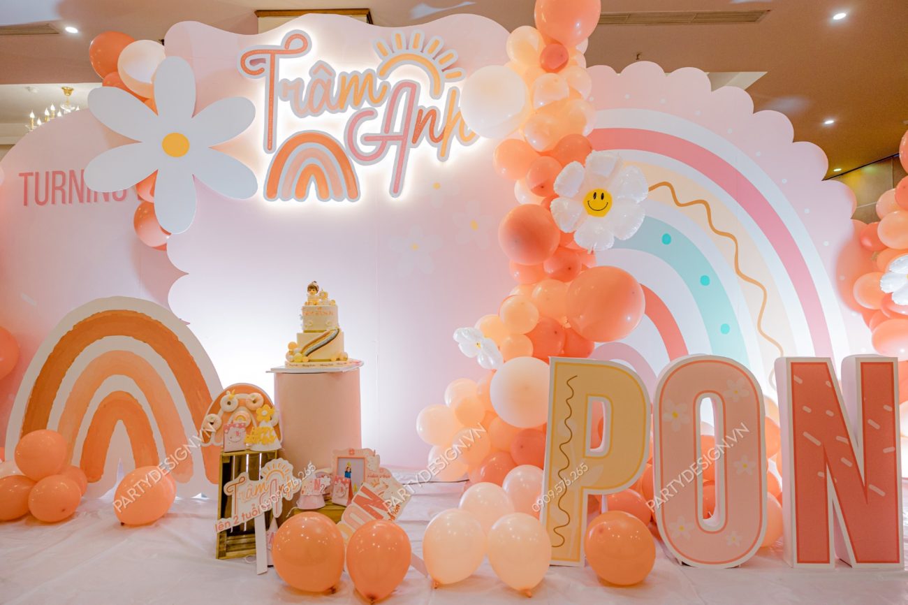 Trang trí tiệc sinh nhật chủ đề Hoa - bé Pon-partydesign.vn