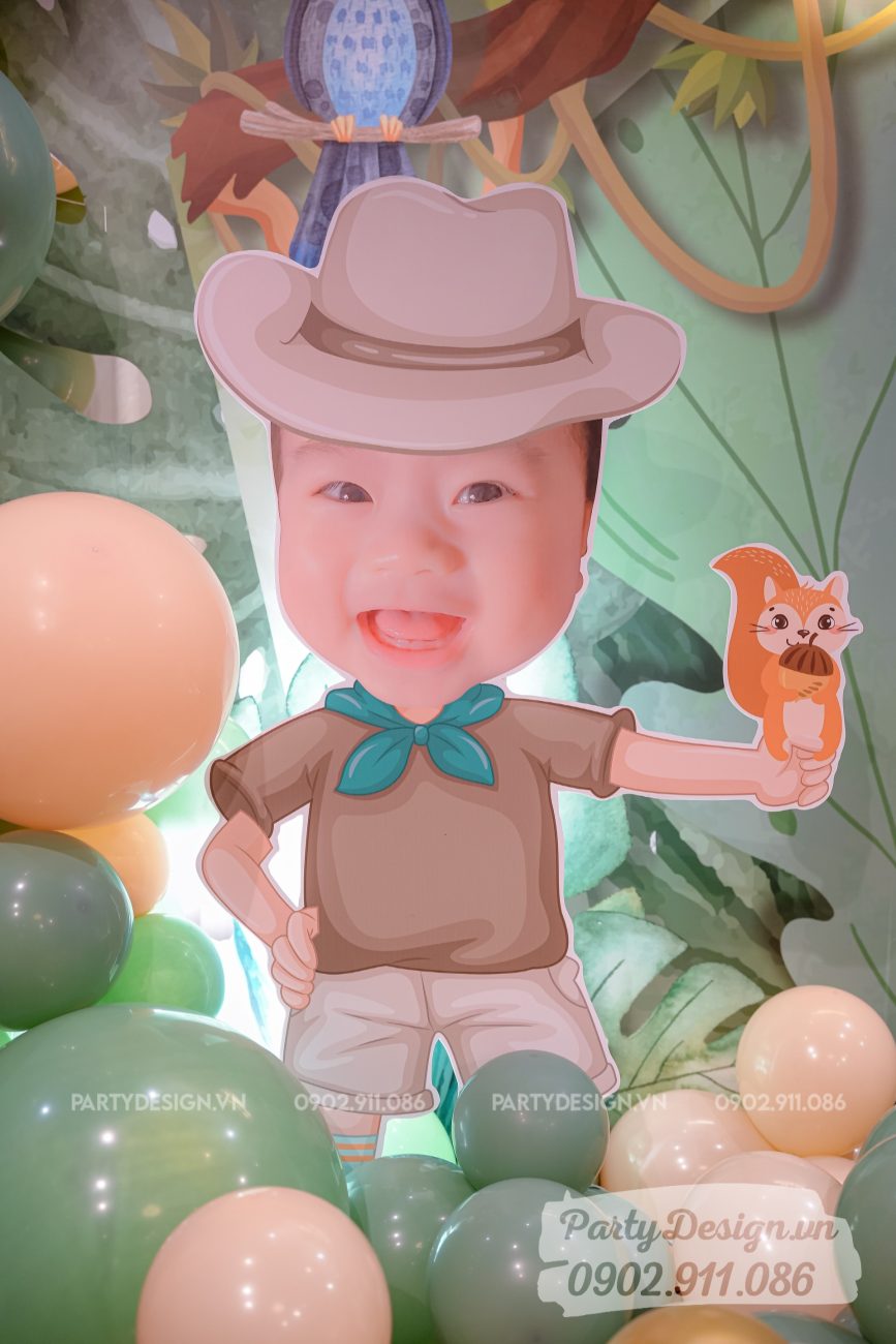 Chibi bé trang trí tiệc sinh nhật chủ đề Safari - bé Tuấn Kiệt