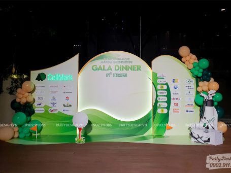 Backdrop sự kiện Gala Dinner màu xanh lá cây - Cellmark