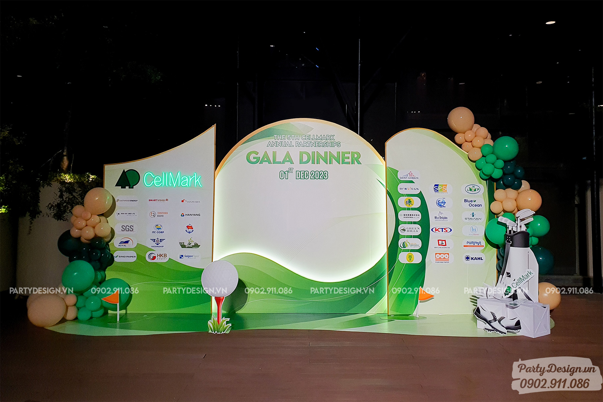Backdrop sự kiện Gala Dinner màu xanh lá cây - Cellmark