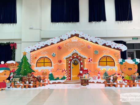 Trang trí backdrop Giáng Sinh sự kiện BVIS Christmas Fun Day