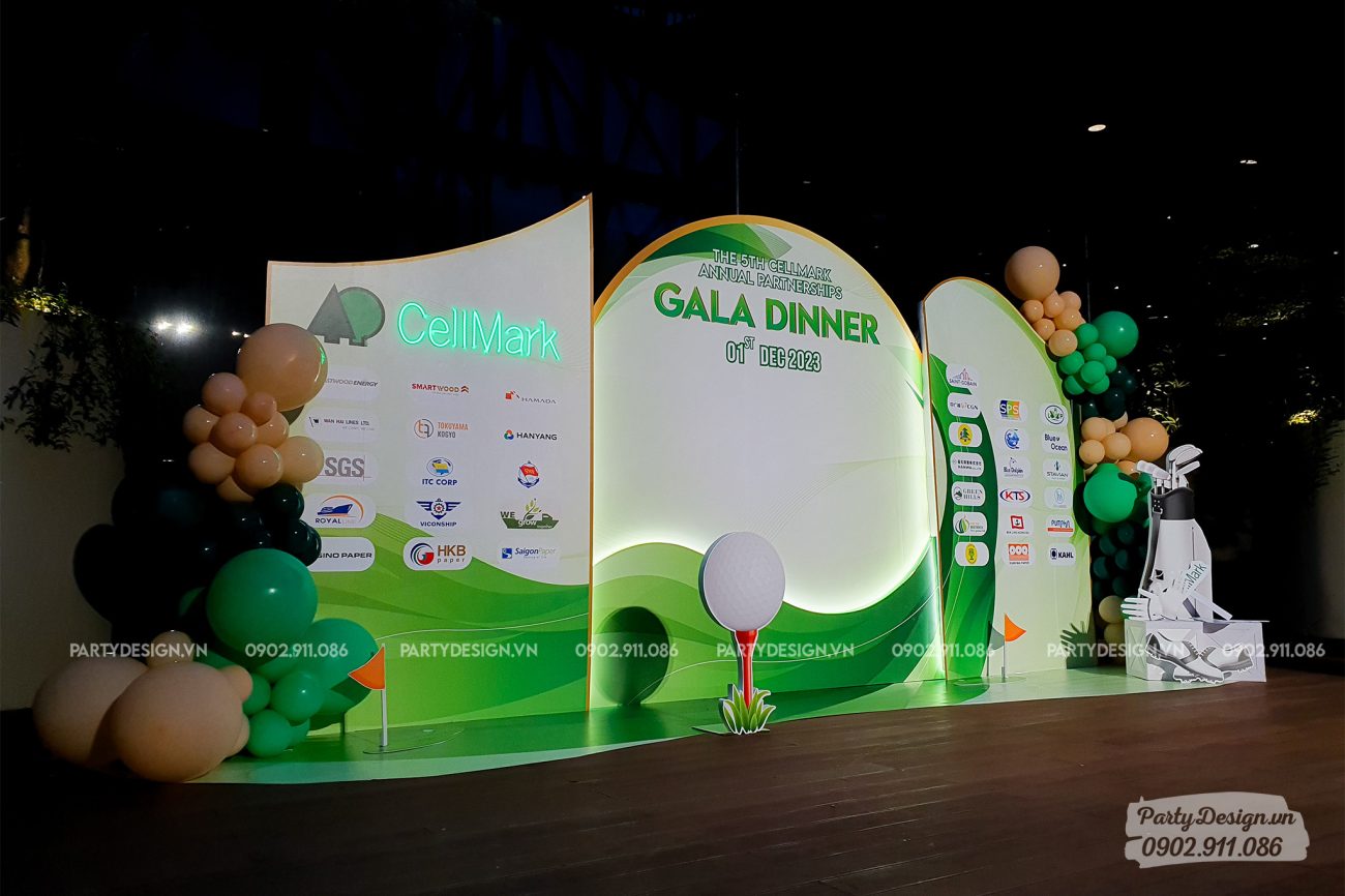 Trang trí backdrop sự kiện, đèn neon logo cho công ty Cellmark