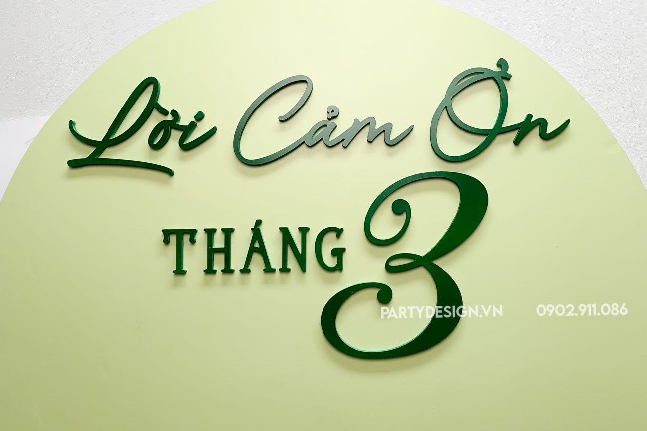 Chữ Formex nổi die cut sơn màu xanh lá - Lời Cảm Ơn Tháng 3 - Olea